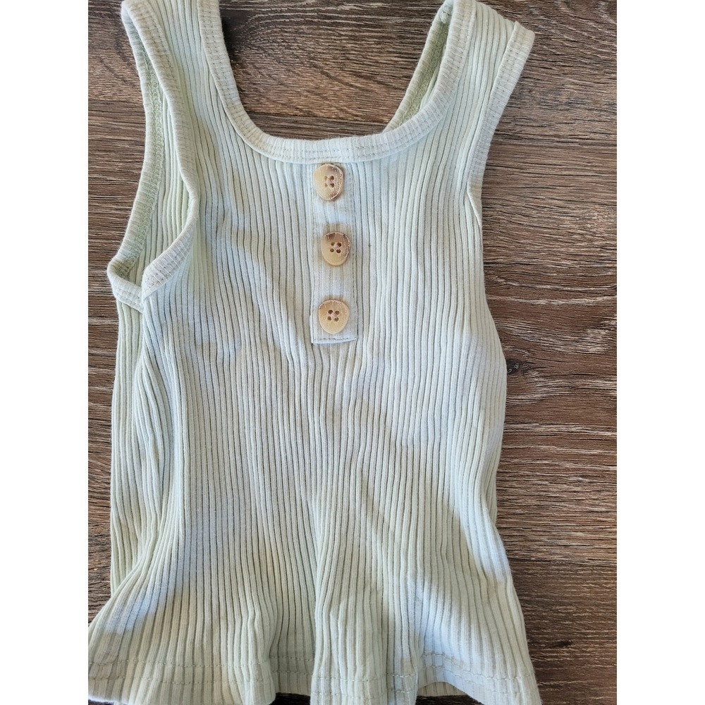PatPat Ribbed Knit Baby Outfit Set Tank Top Shorts 5-6 Years Green #7 - Picture 2 of 4